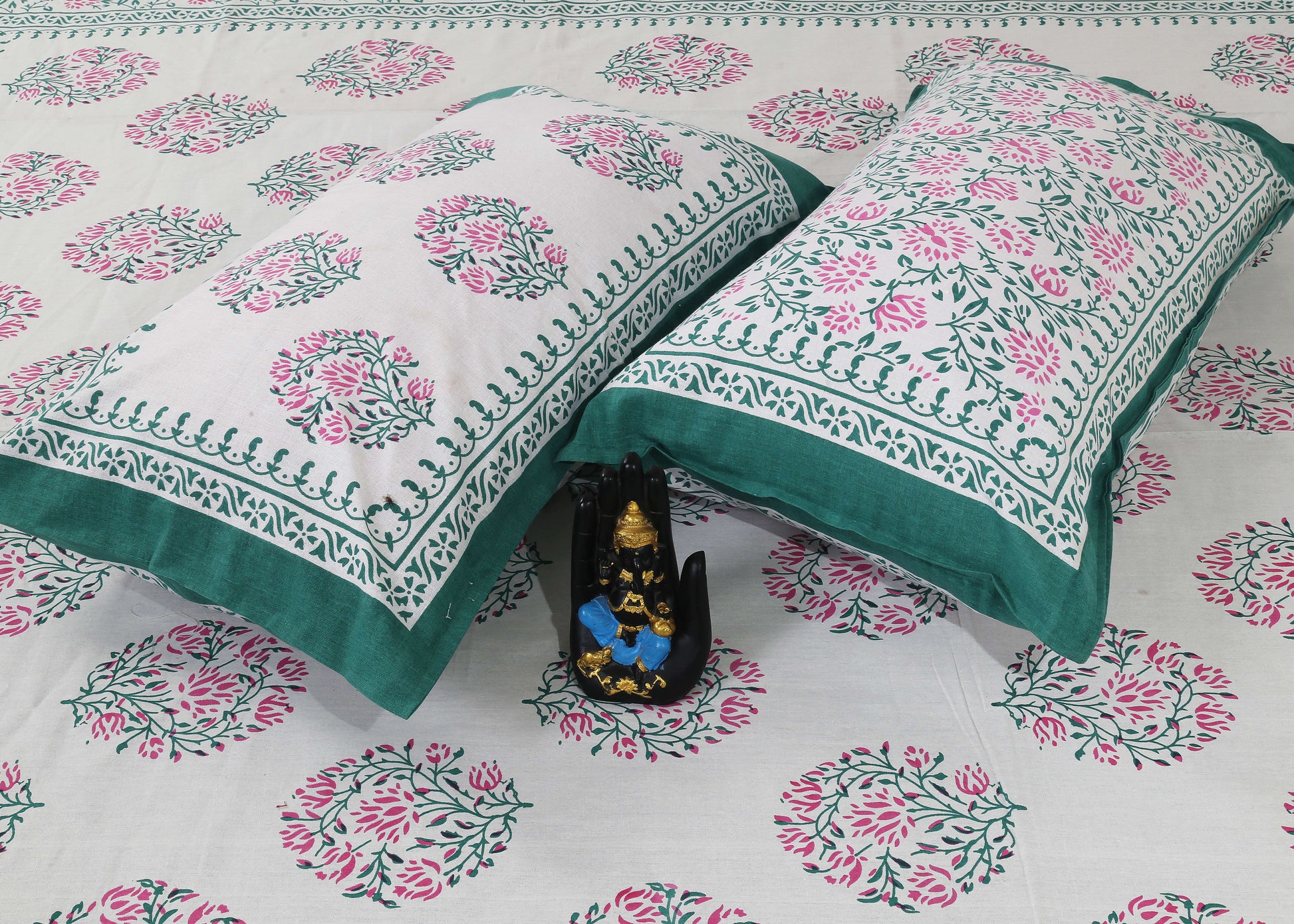 Cotton King Jaipuri Prints Flat Bedsheet (Pack of 1, Multicolor)