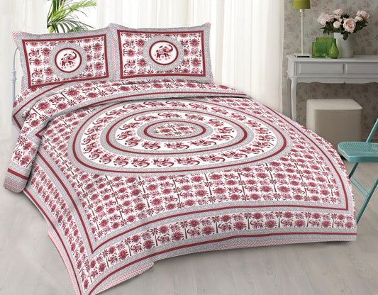 Cotton King Jaipuri Prints Flat Bedsheet (Pack of 1, Multicolor)