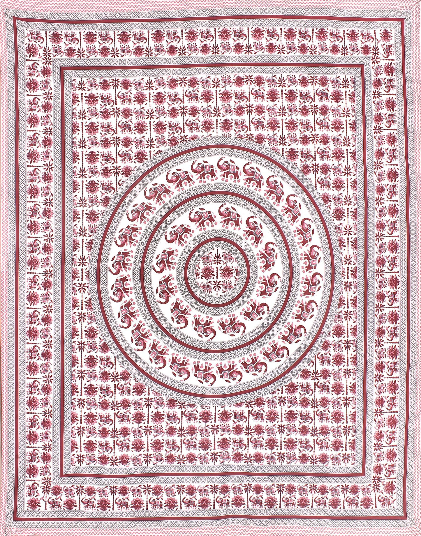 Cotton King Jaipuri Prints Flat Bedsheet (Pack of 1, Multicolor)