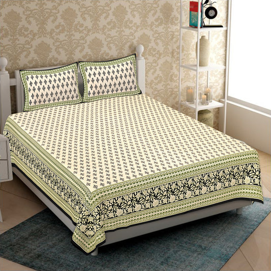 Cotton King Jaipuri Prints Flat Bedsheet (Pack of 1, Multicolor)