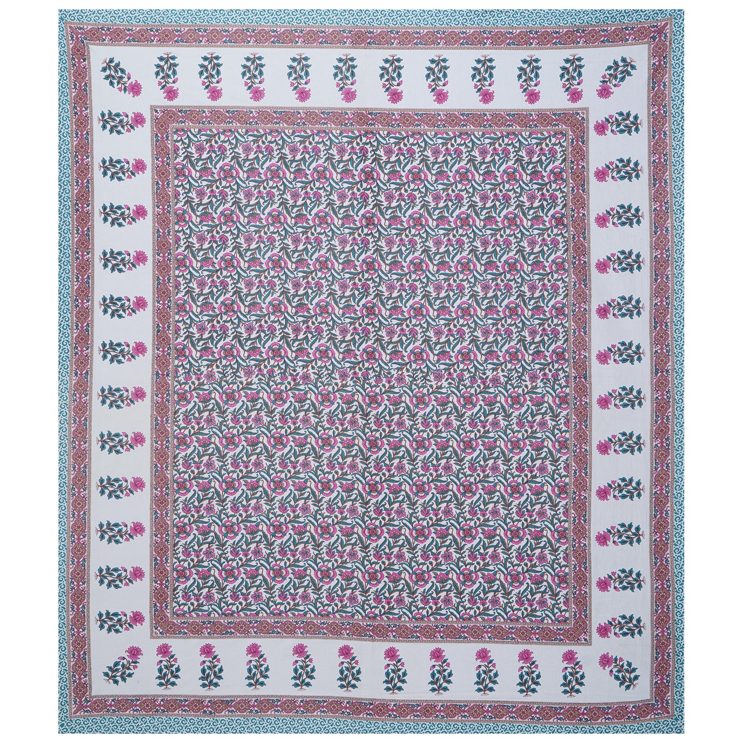 Cotton King Jaipuri Prints Flat Bedsheet (Pack of 1, Multicolor)