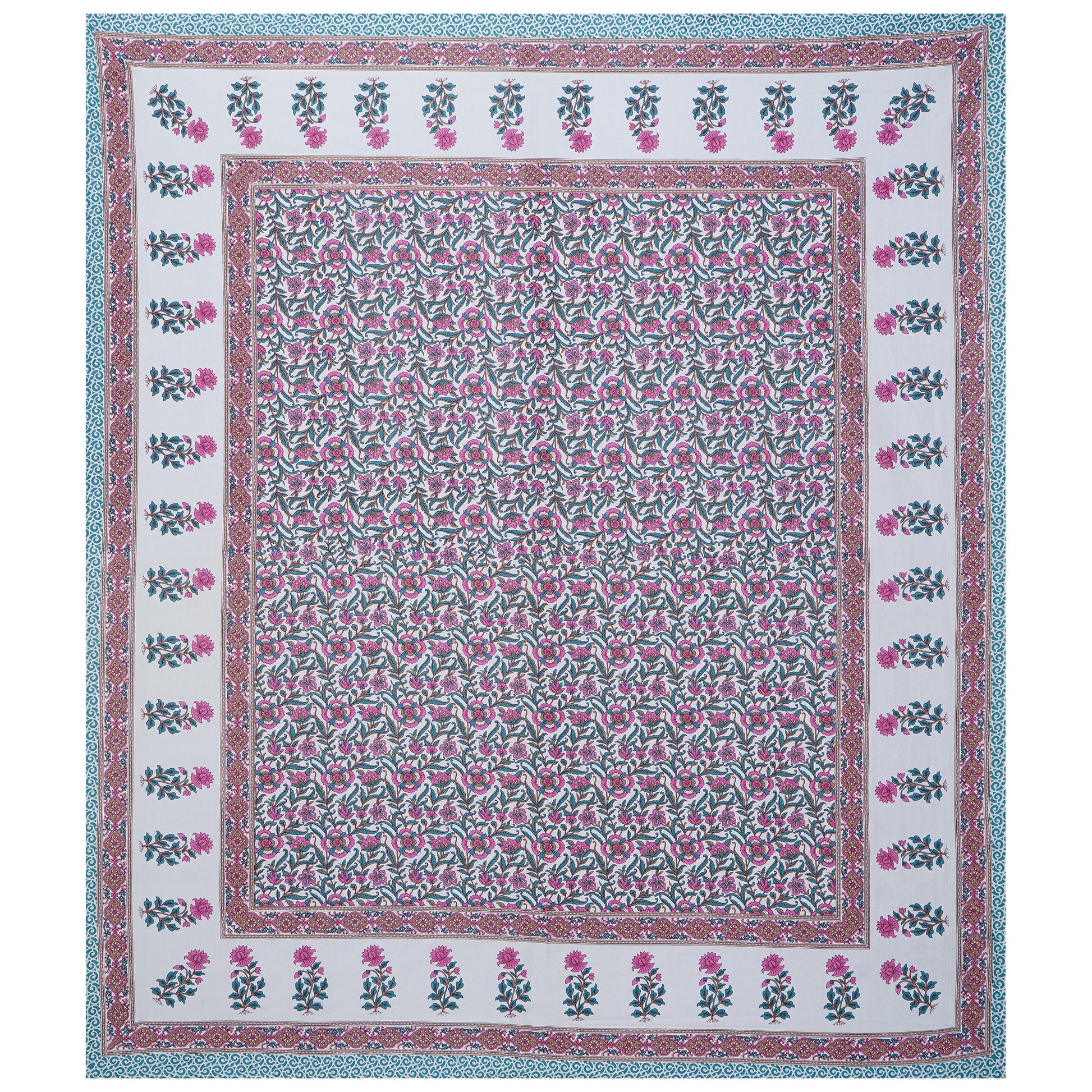 Cotton King Jaipuri Prints Flat Bedsheet (Pack of 1, Multicolor)