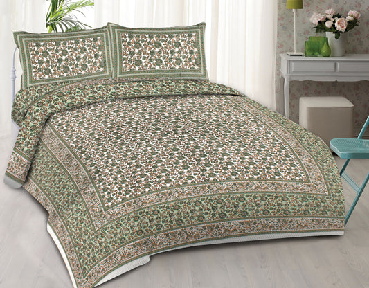 Cotton King Jaipuri Prints Flat Bedsheet (Pack of 1, Multicolor)