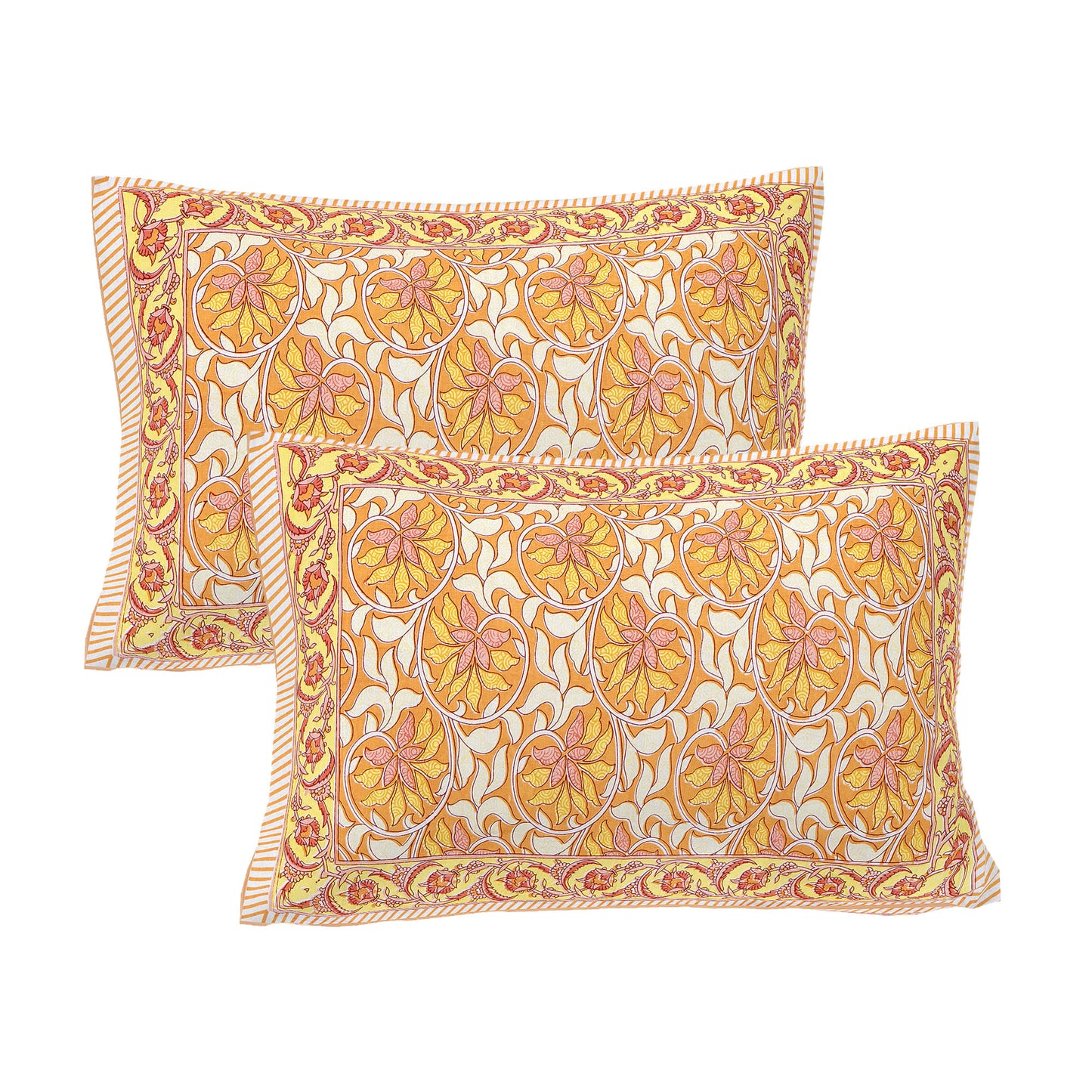 Cotton King Jaipuri Prints Flat Bedsheet (Pack of 1, Multicolor)