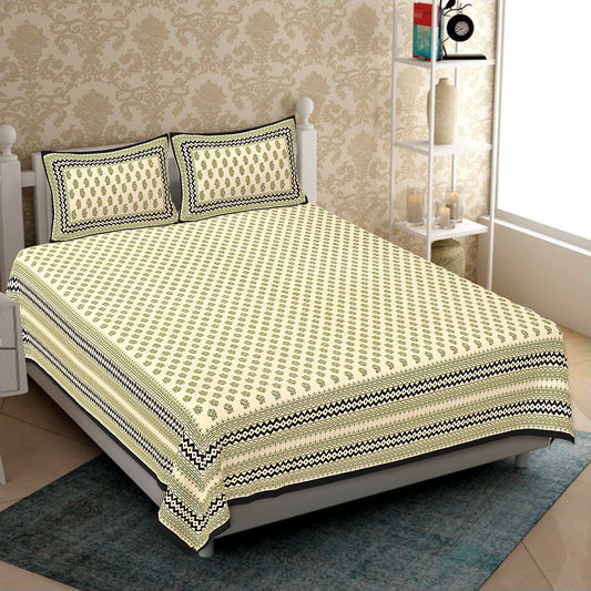 Cotton King Jaipuri Prints Flat Bedsheet (Pack of 1, Multicolor)