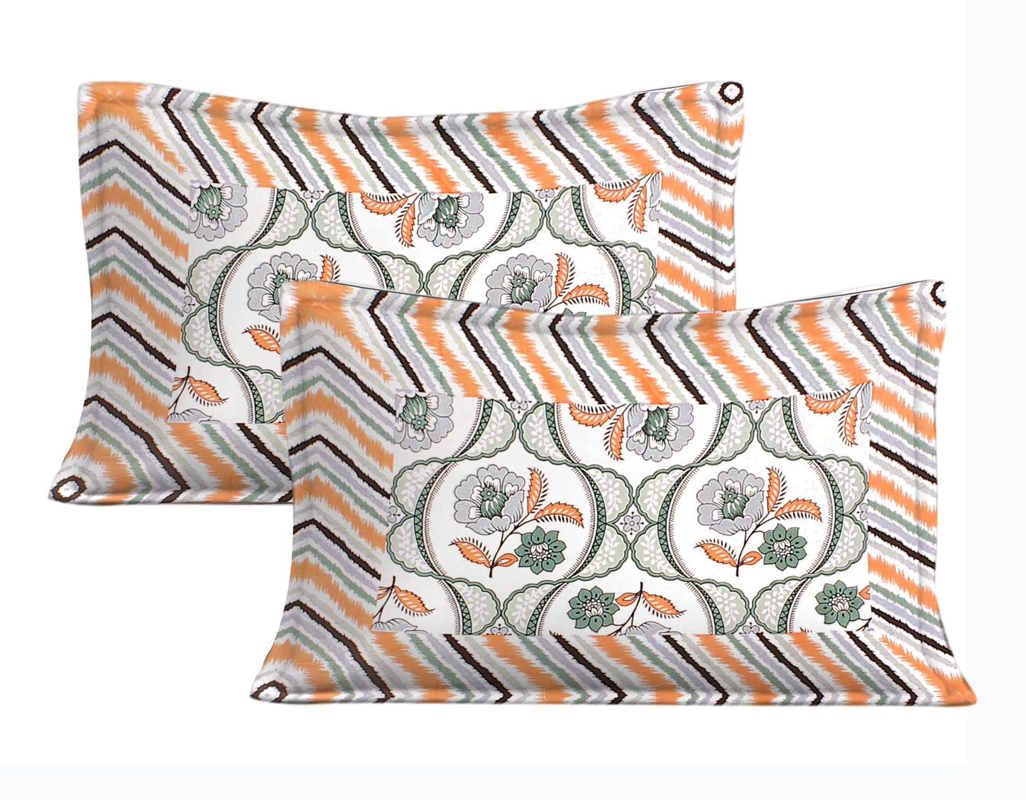 Cotton King Jaipuri Prints Flat Bedsheet (Pack of 1, Multicolor)