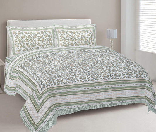 Cotton King Jaipuri Prints Flat Bedsheet (Pack of 1, Multicolor)