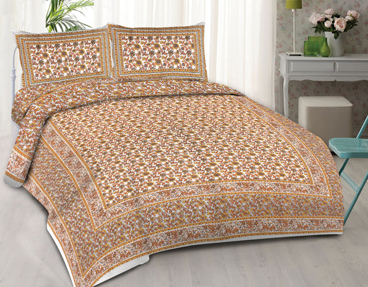 Cotton King Jaipuri Prints Flat Bedsheet (Pack of 1, Multicolor)
