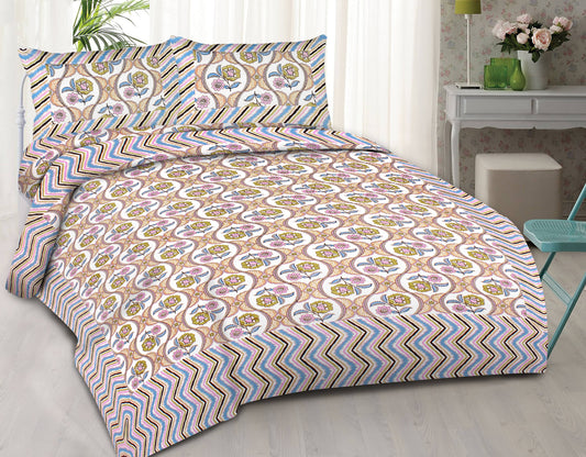 Cotton King Jaipuri Prints Flat Bedsheet (Pack of 1, Multicolor)
