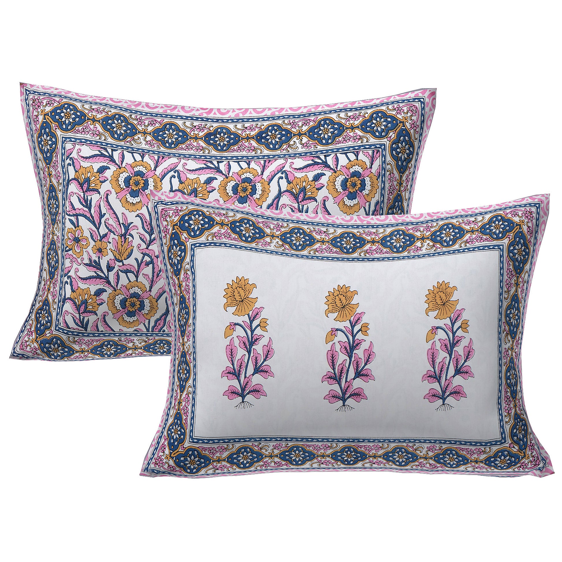 Cotton King Jaipuri Prints Flat Bedsheet (Pack of 1, Multicolor)