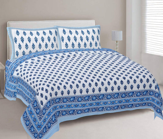 Cotton King Jaipuri Prints Flat Bedsheet (Pack of 1, Multicolor)