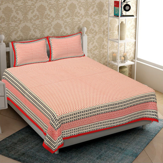 Cotton King Jaipuri Prints Flat Bedsheet (Pack of 1, Multicolor)