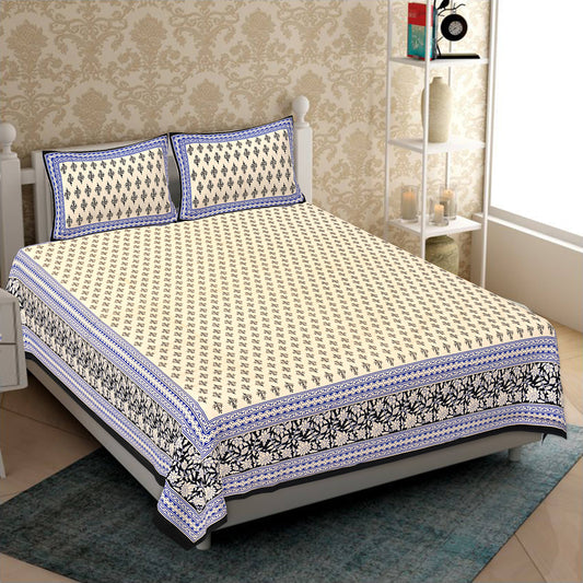 Cotton King Jaipuri Prints Flat Bedsheet (Pack of 1, Multicolor)