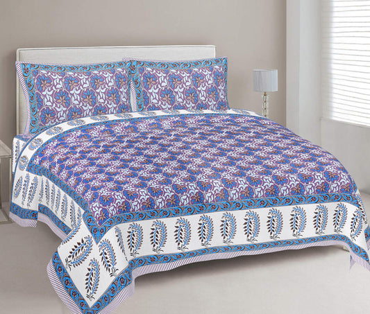 Cotton King Jaipuri Prints Flat Bedsheet (Pack of 1, Multicolor)