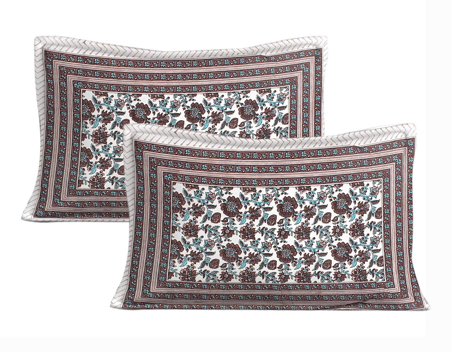 Cotton King Jaipuri Prints Flat Bedsheet (Pack of 1, Multicolor)