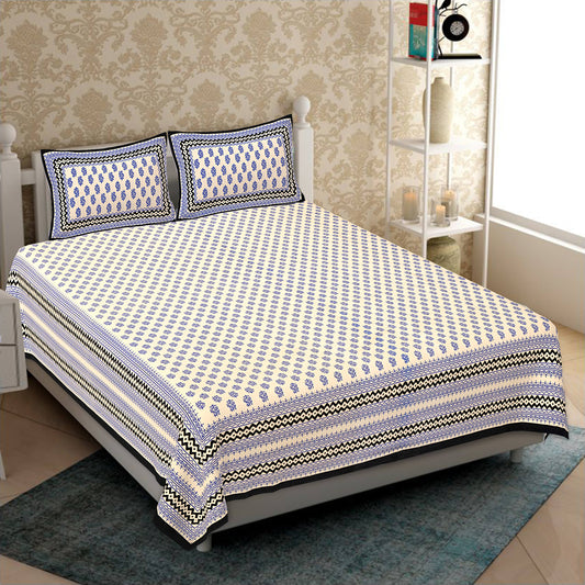 Cotton King Jaipuri Prints Flat Bedsheet (Pack of 1, Multicolor)