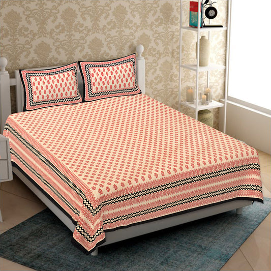 Cotton King Jaipuri Prints Flat Bedsheet (Pack of 1, Multicolor)