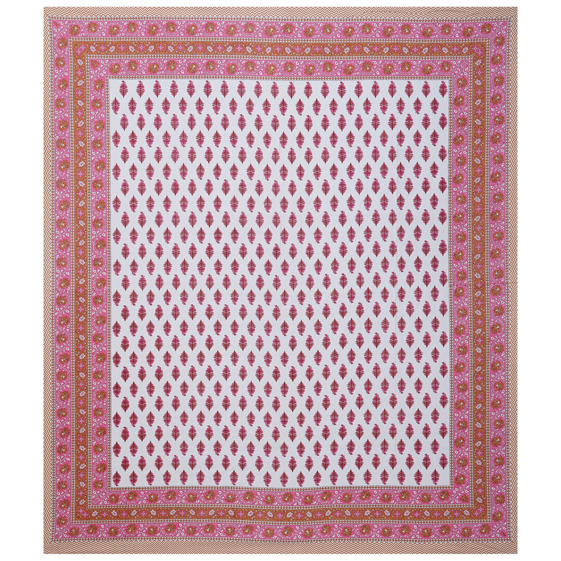 Cotton King Jaipuri Prints Flat Bedsheet (Pack of 1, Multicolor)