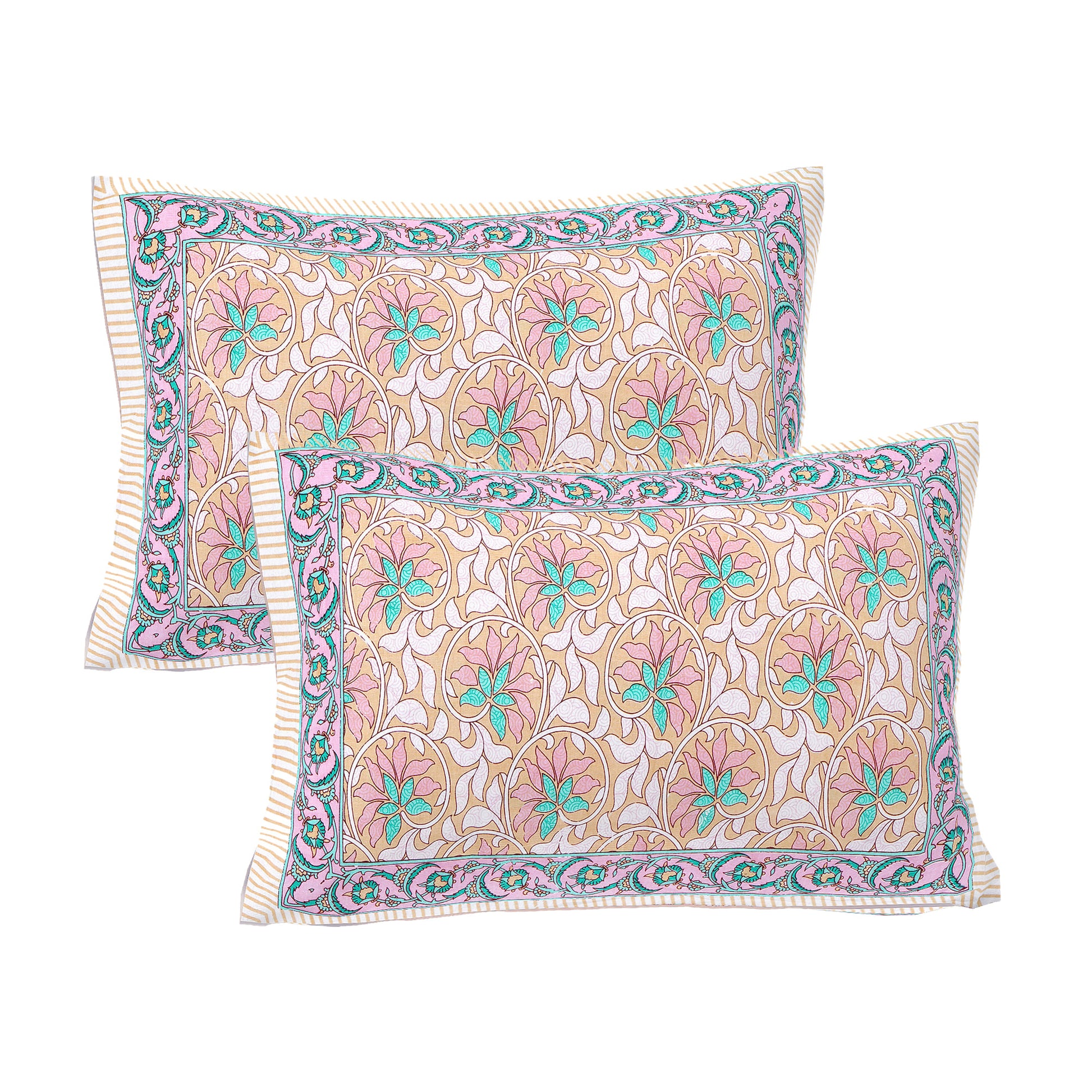 Cotton King Jaipuri Prints Flat Bedsheet (Pack of 1, Multicolor)