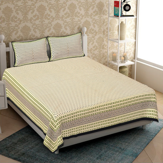 Cotton King Jaipuri Prints Flat Bedsheet (Pack of 1, Multicolor)