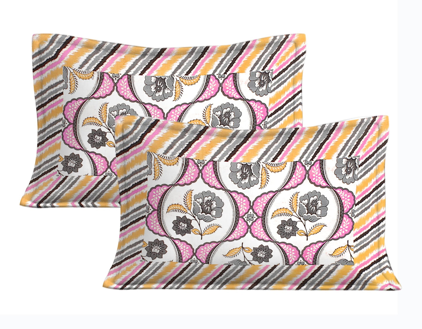 Cotton King Jaipuri Prints Flat Bedsheet (Pack of 1, Multicolor)