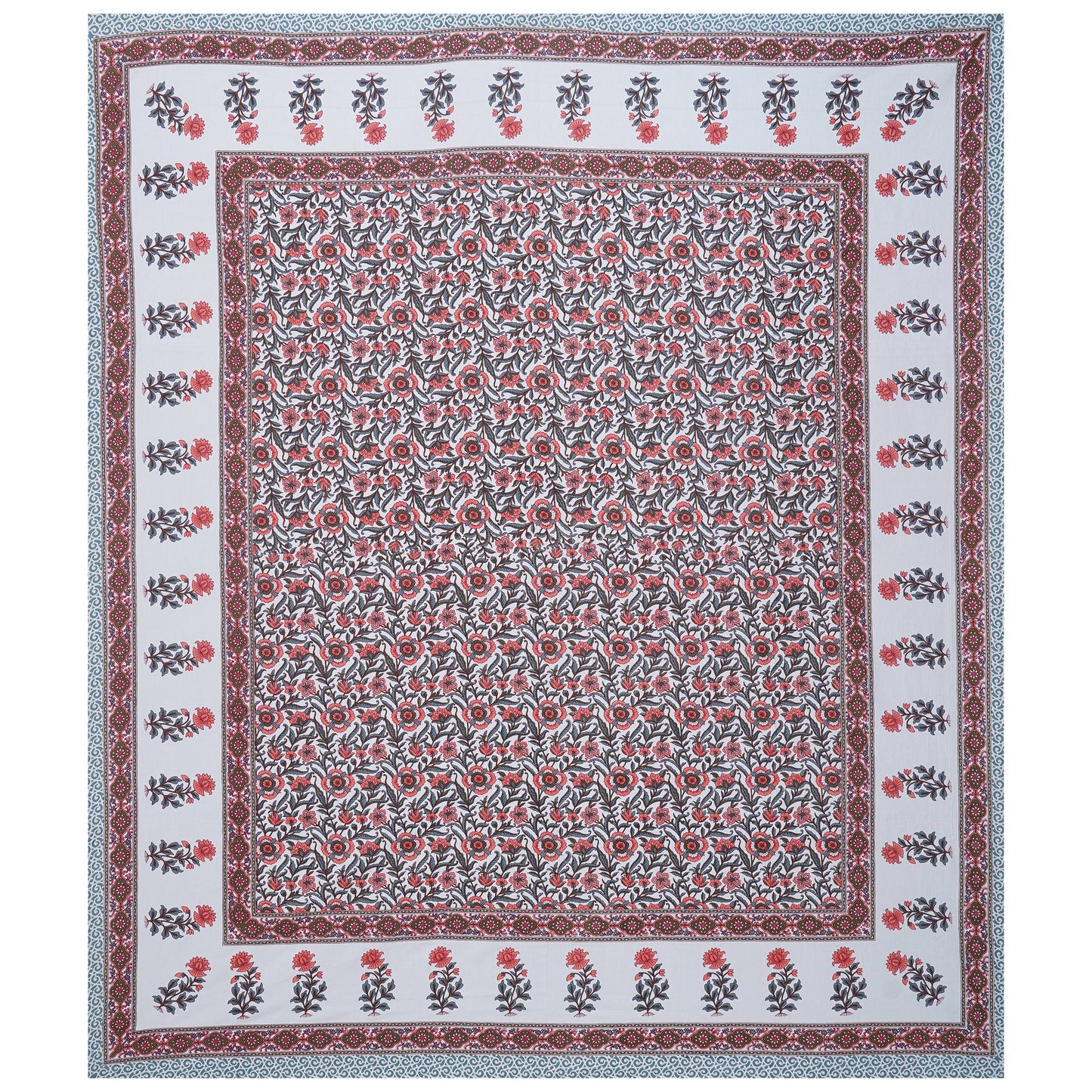 Cotton King Jaipuri Prints Flat Bedsheet (Pack of 1, Multicolor)