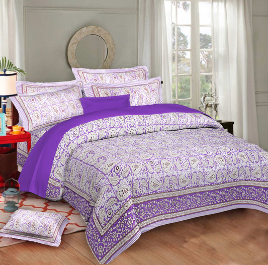 Cotton King Jaipuri Prints Flat Bedsheet (Pack of 1, Multicolor)