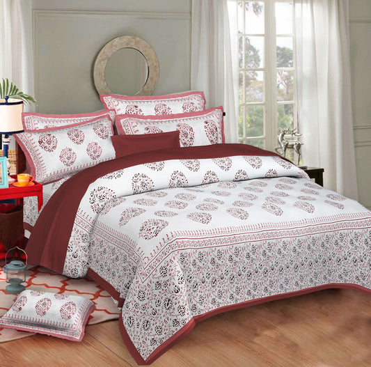 Cotton King Jaipuri Prints Flat Bedsheet (Pack of 1, Multicolor)