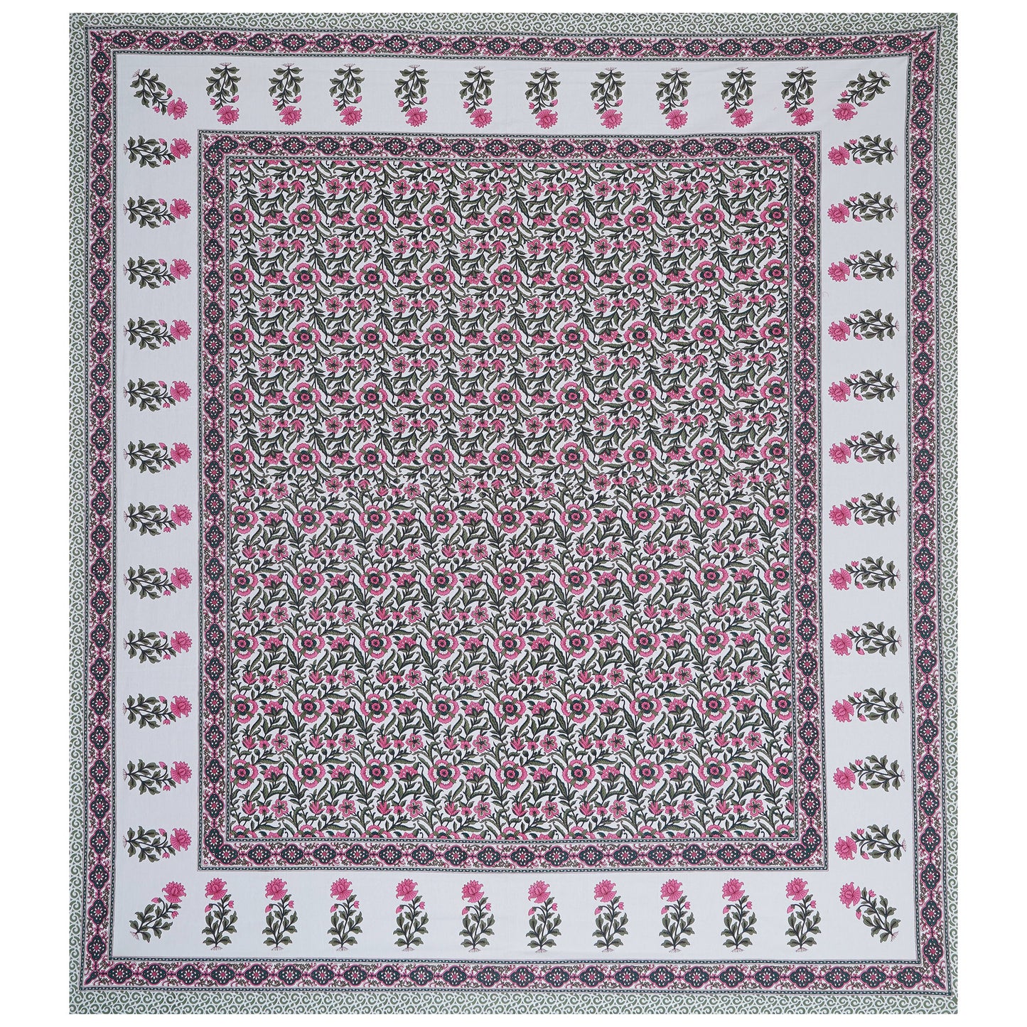 Cotton King Jaipuri Prints Flat Bedsheet (Pack of 1, Multicolor)
