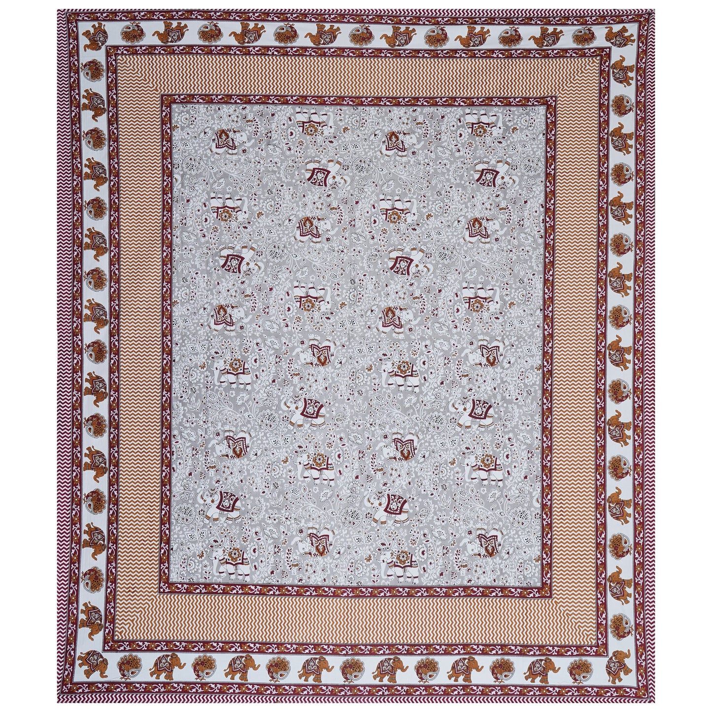 Cotton King Jaipuri Prints Flat Bedsheet (Pack of 1, Multicolor)