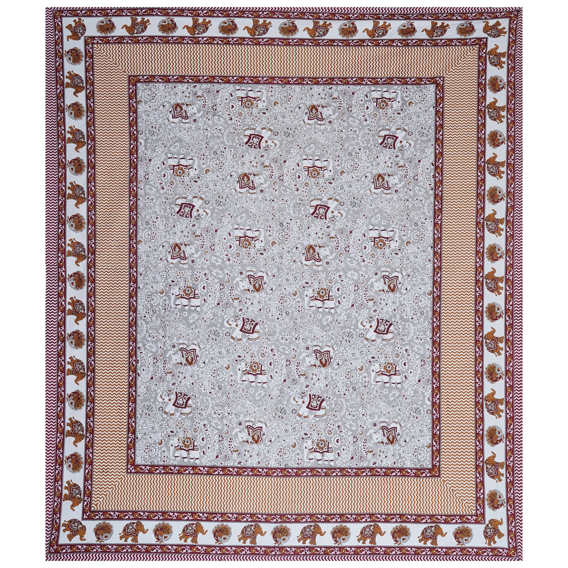 Cotton King Jaipuri Prints Flat Bedsheet (Pack of 1, Multicolor)