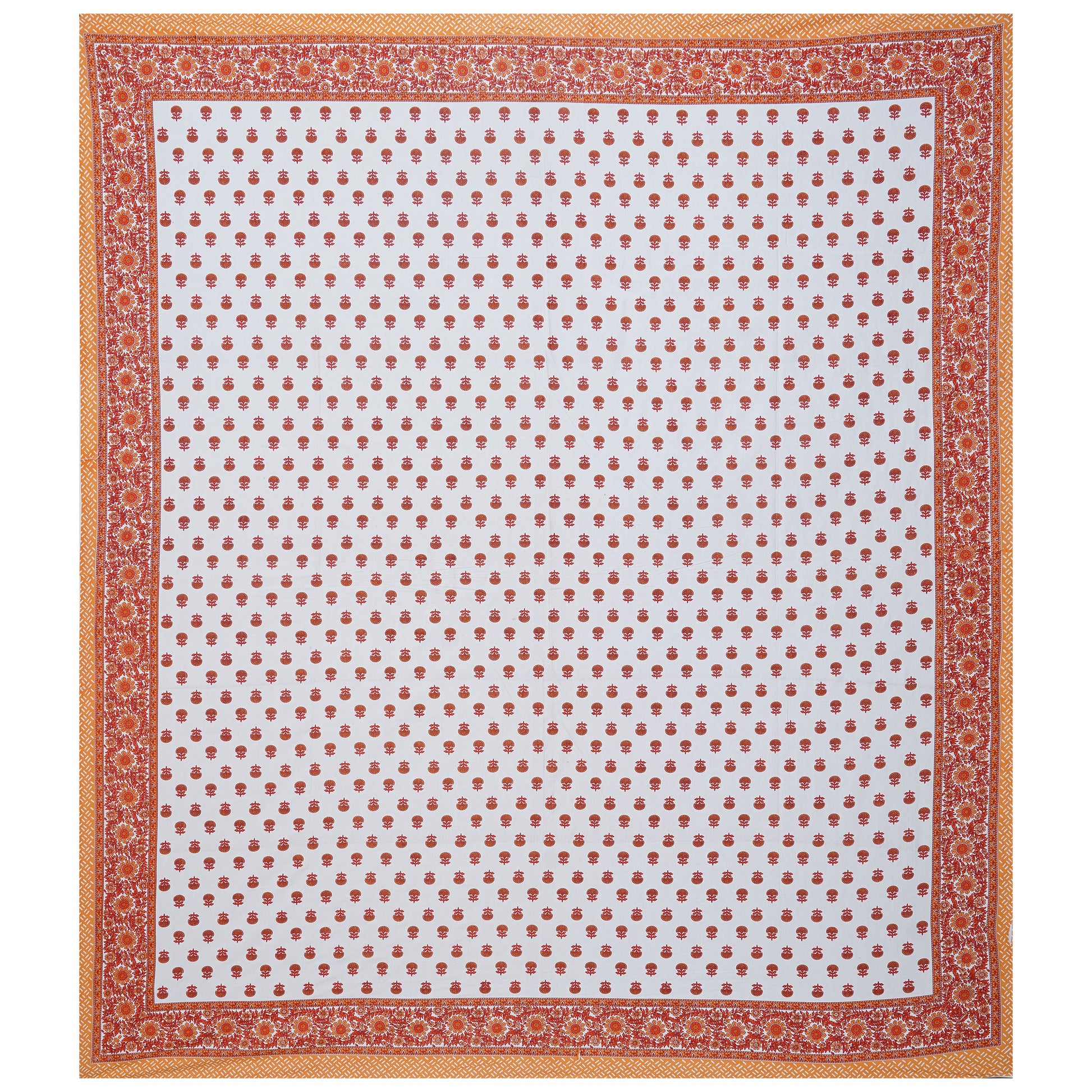 Cotton King Jaipuri Prints Flat Bedsheet (Pack of 1, Multicolor)