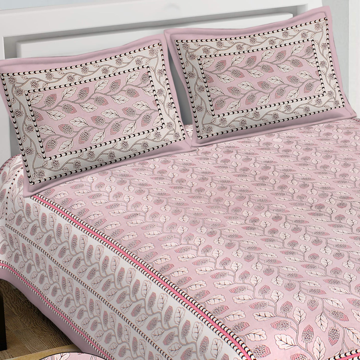 Cotton King Jaipuri Prints Flat Bedsheet (Pack of 1, Multicolor)