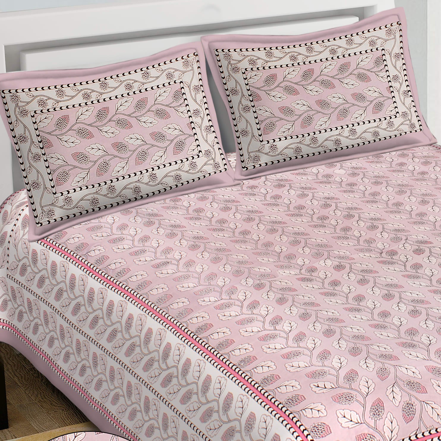 Cotton King Jaipuri Prints Flat Bedsheet (Pack of 1, Multicolor)