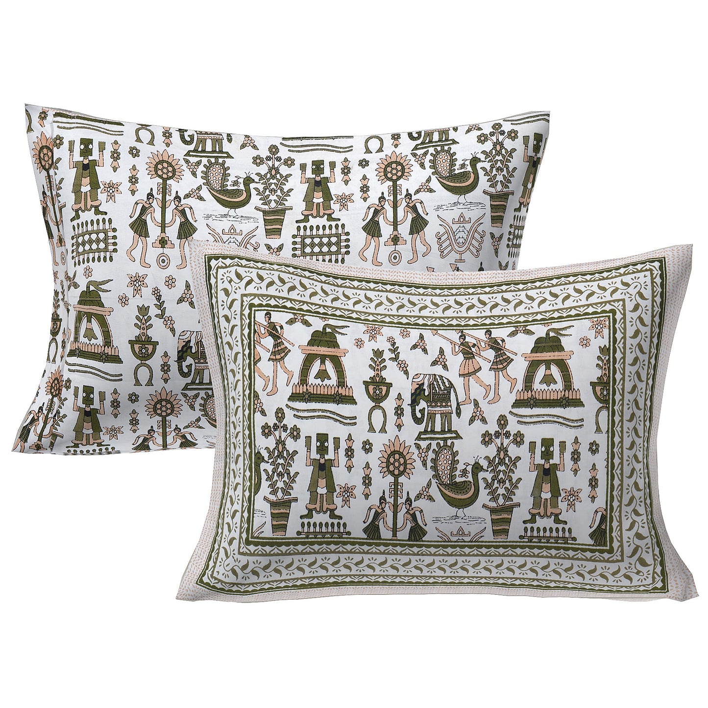 Cotton King Jaipuri Prints Flat Bedsheet (Pack of 1, Multicolor)