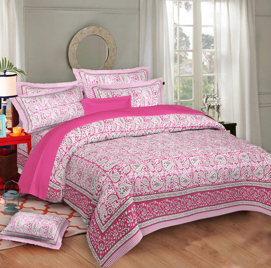 Cotton King Jaipuri Prints Flat Bedsheet (Pack of 1, Multicolor)