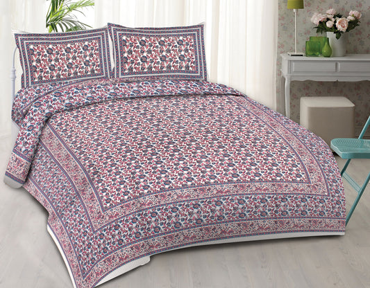 Cotton King Jaipuri Prints Flat Bedsheet (Pack of 1, Multicolor)