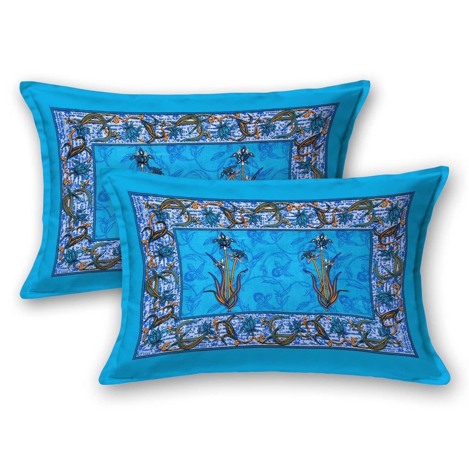 Cotton Printed Jaipuri Bedsheet Double Bed with 2 Pillow Covers