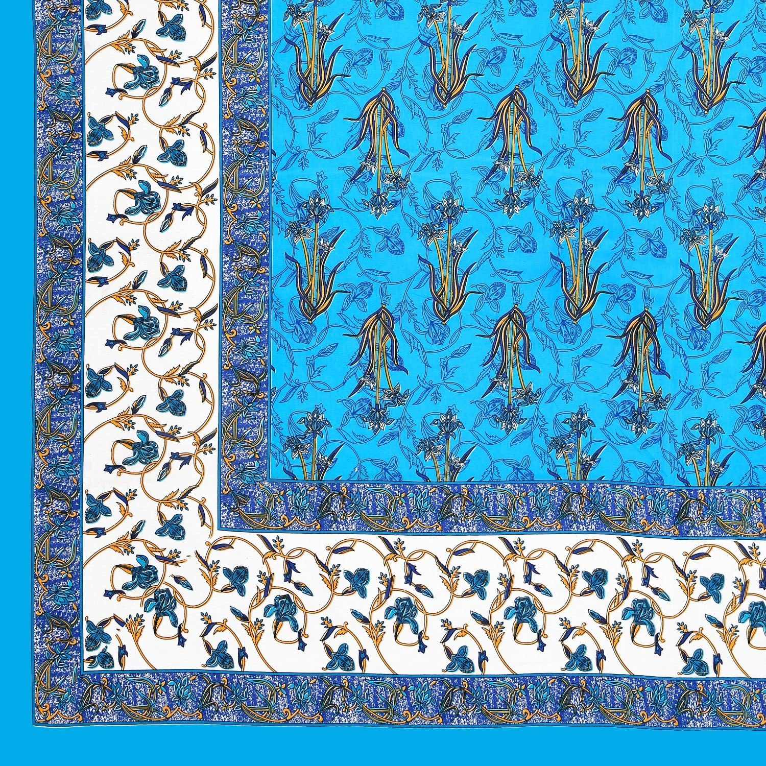 Cotton Printed Jaipuri Bedsheet Double Bed with 2 Pillow Covers
