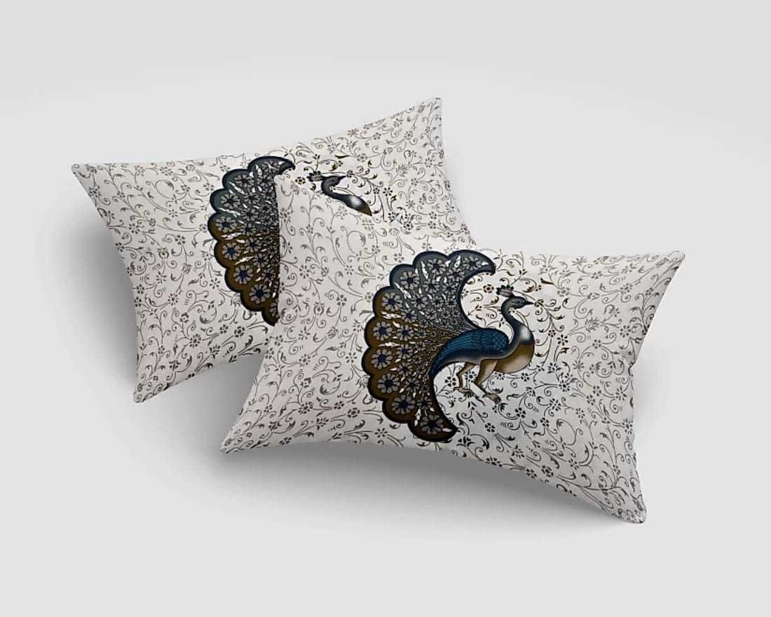 Cotton Printed Double Bedsheet (Blue)