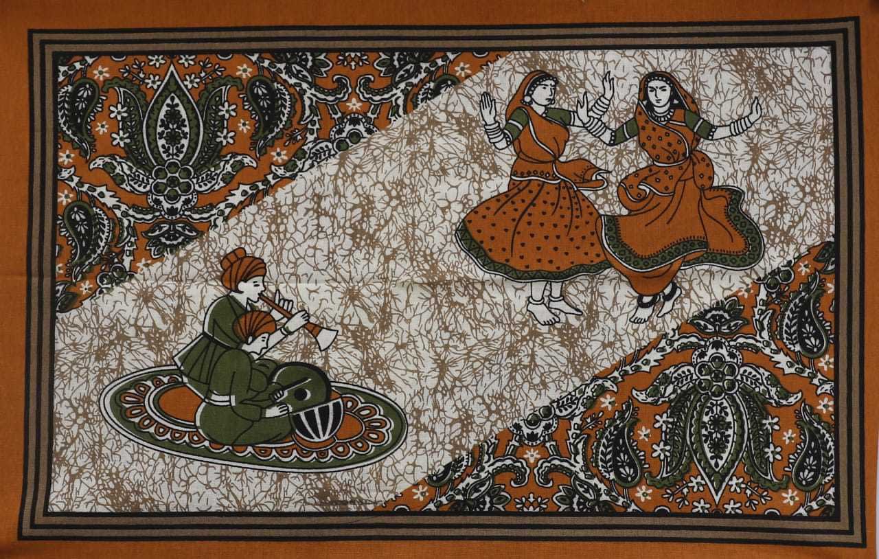 Jaipuri Prints Cotton Double Bedsheet (Brown)