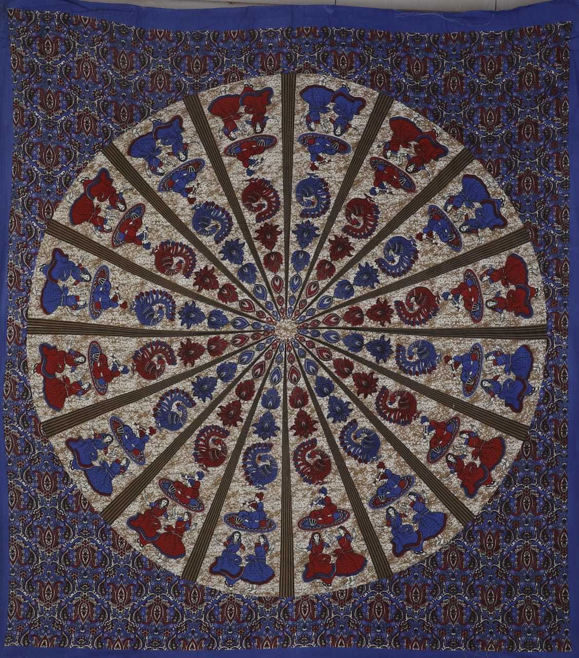 Jaipuri Prints Cotton Double Bedsheet (Blue)