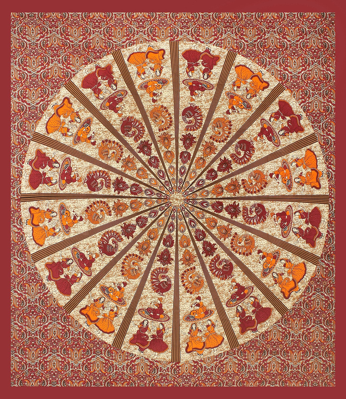 Cotton Printed Double Bedsheet (Maroon)