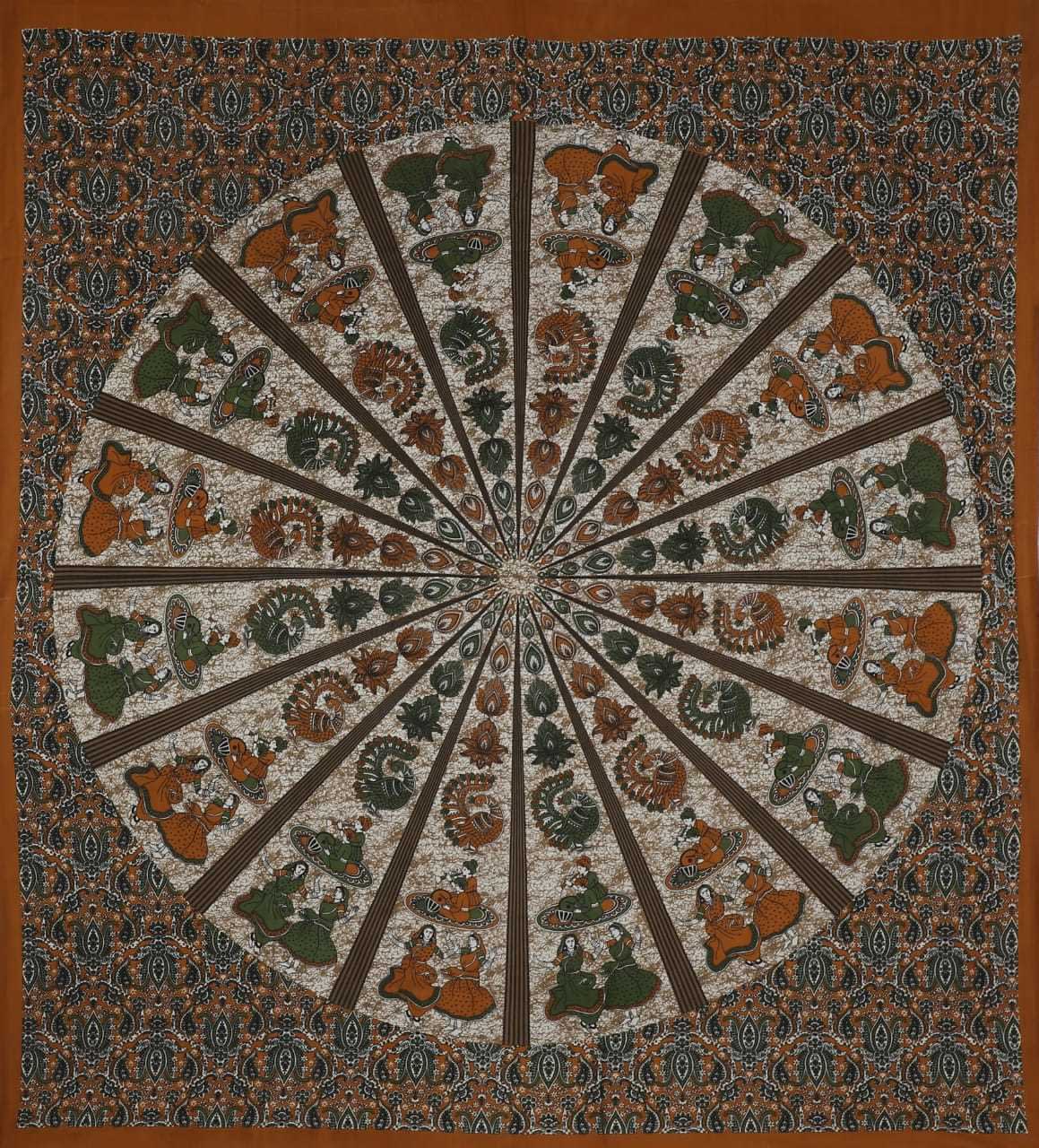 Jaipuri Prints Cotton Double Bedsheet (Brown)