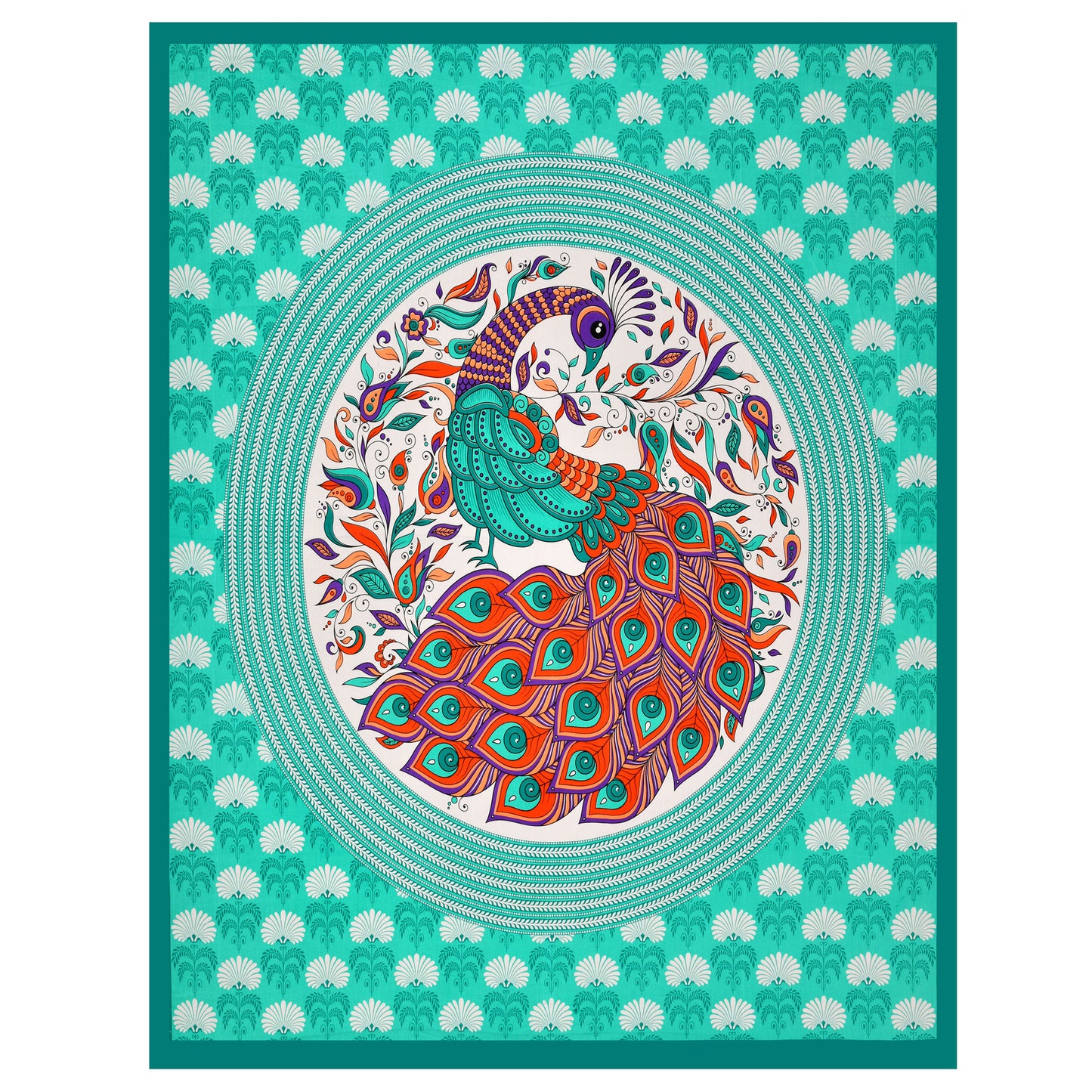 Dancing Peacock Printed Cotton single Bed Sheet With 1 Pillo Cover ?