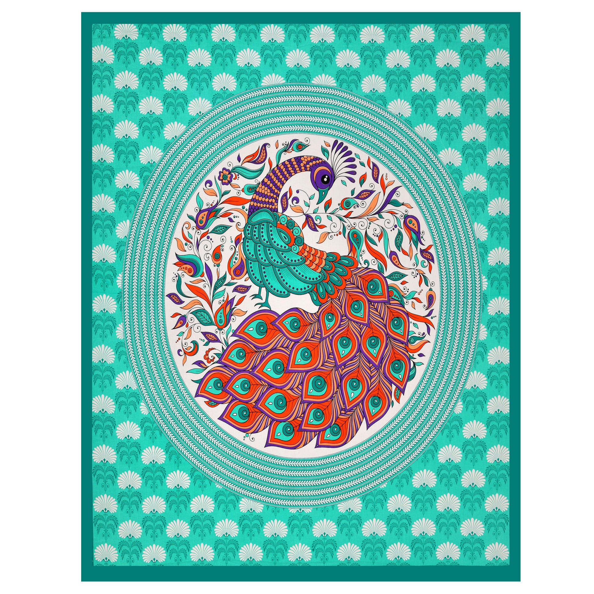 Dancing Peacock Printed Cotton single Bed Sheet With 1 Pillo Cover ?