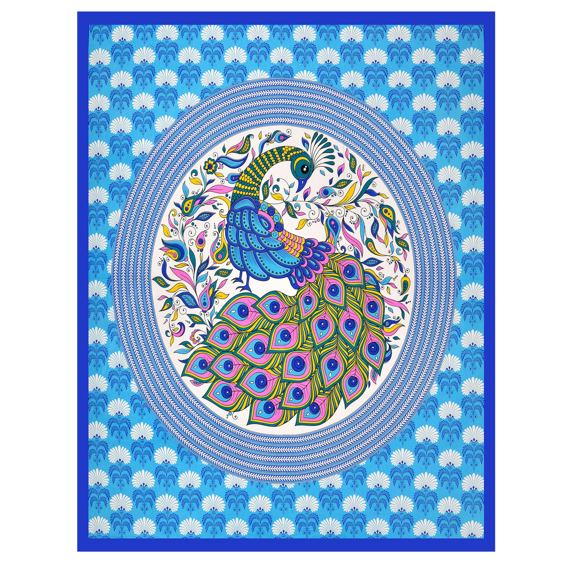 Dancing Peacock Printed Cotton single Bed Sheet With 1 Pillo Cover ?