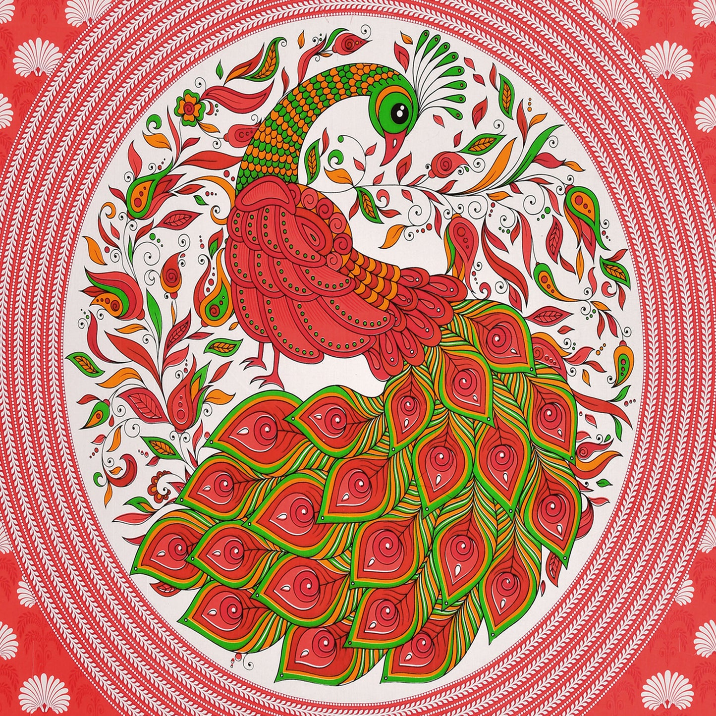 Dancing Peacock Printed Cotton single Bed Sheet With 1 Pillo Cover ?