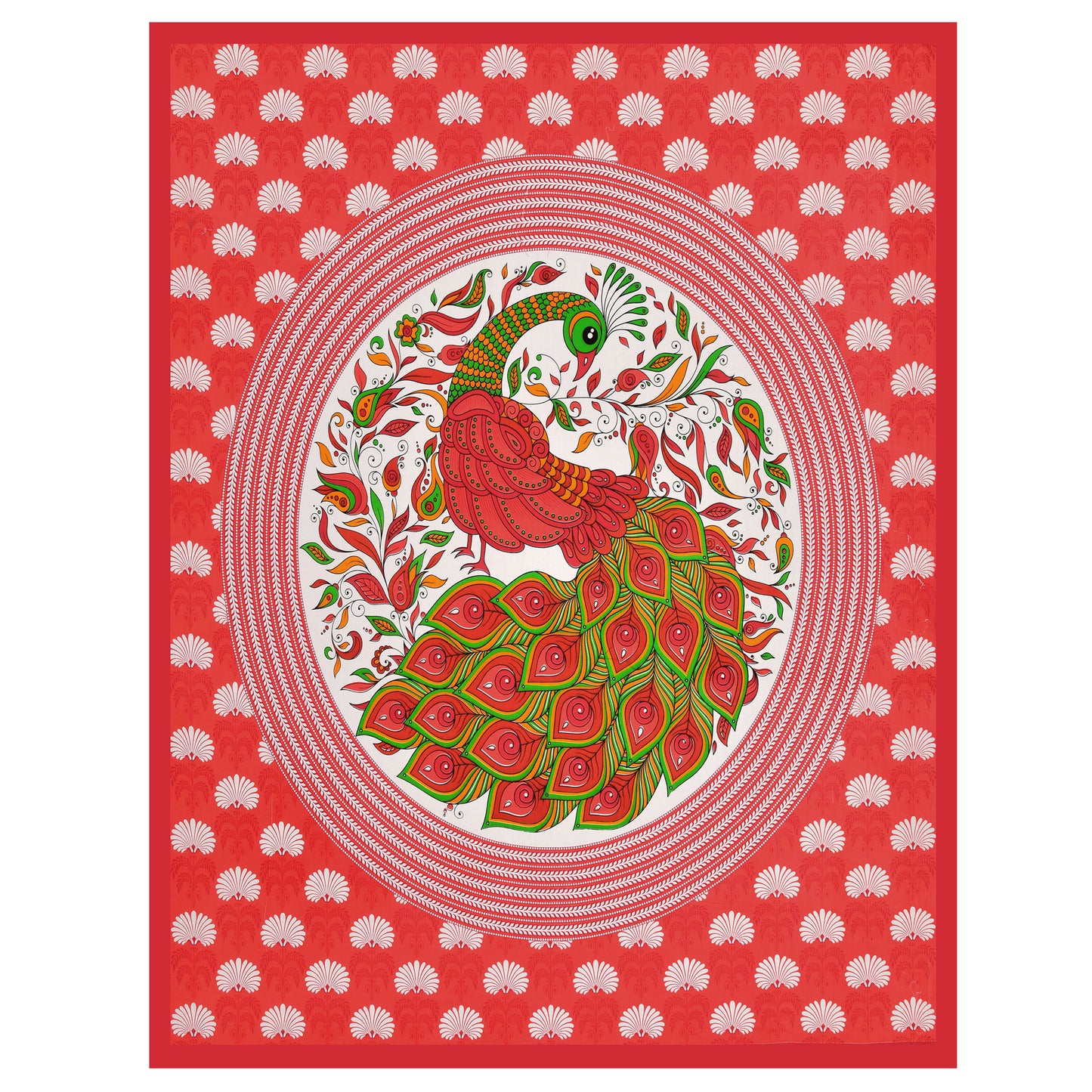 Dancing Peacock Printed Cotton single Bed Sheet With 1 Pillo Cover ?