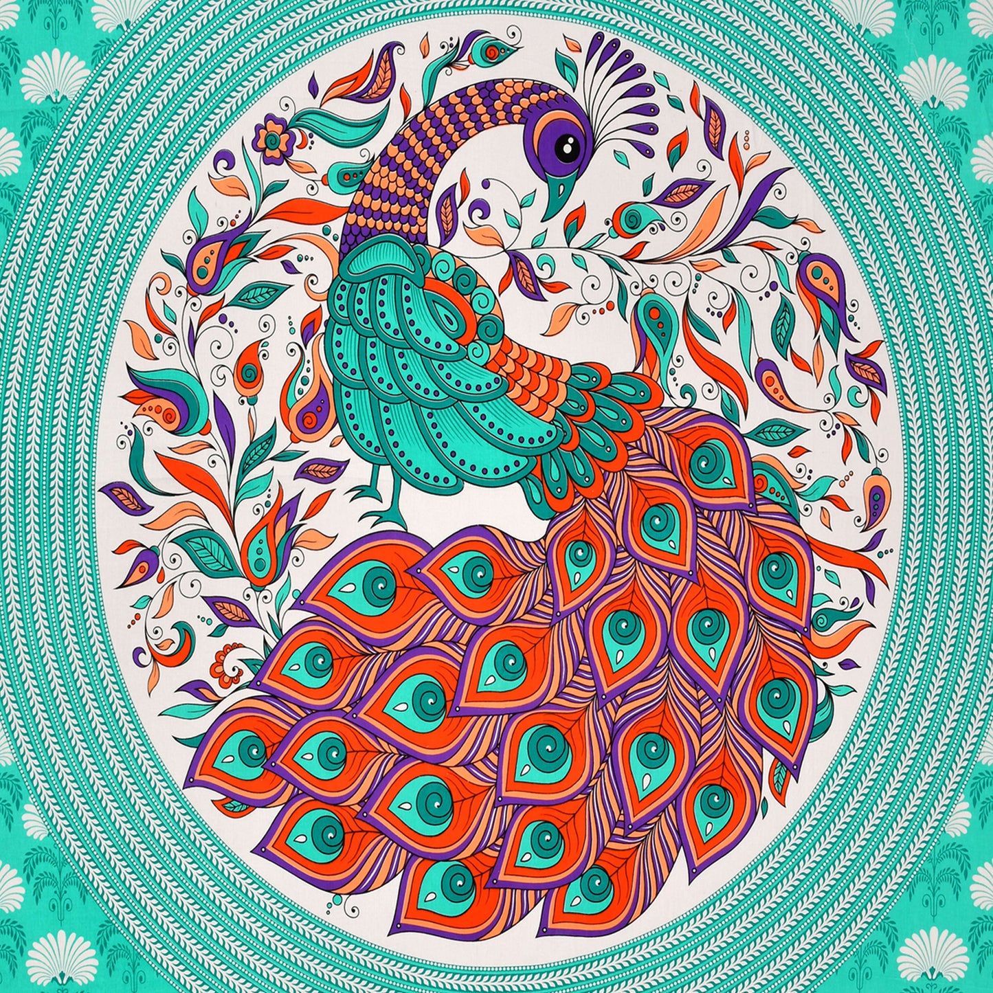 Dancing Peacock Printed Cotton single Bed Sheet With 1 Pillo Cover ?